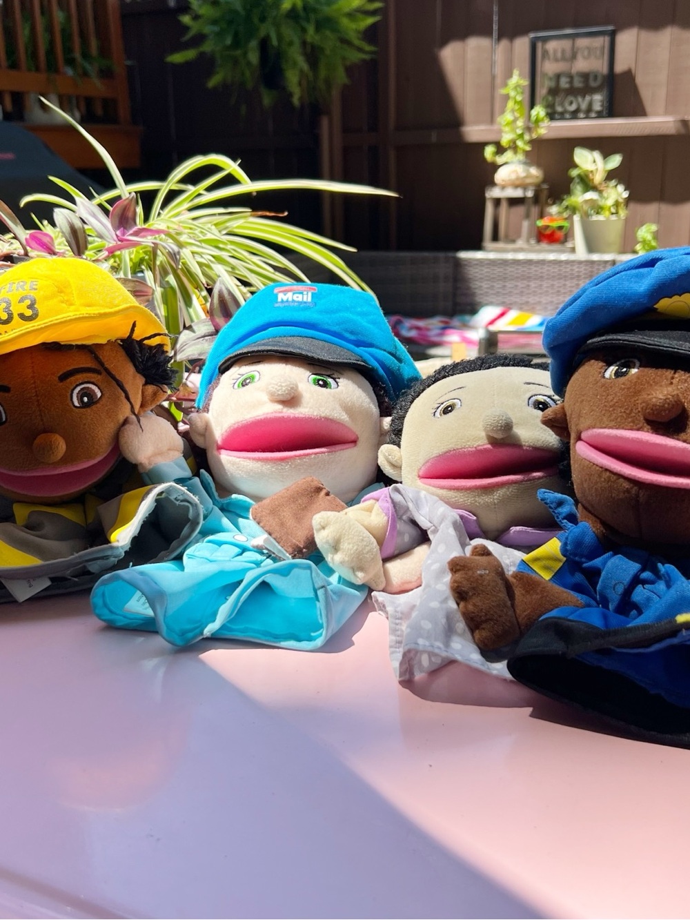 Set of 4 Lakeshore Learning Let's Talk! Community Helper Puppets